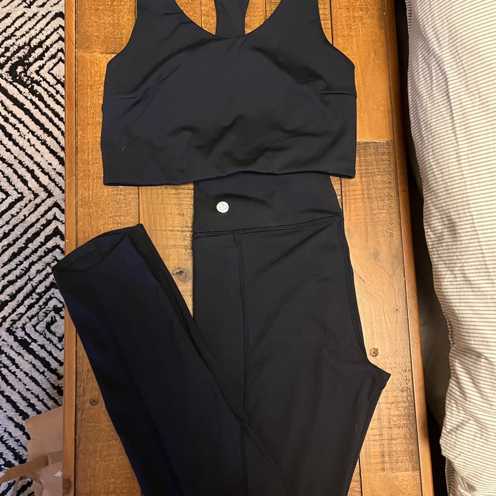 Zella Navy Blue Leggings and Top Set